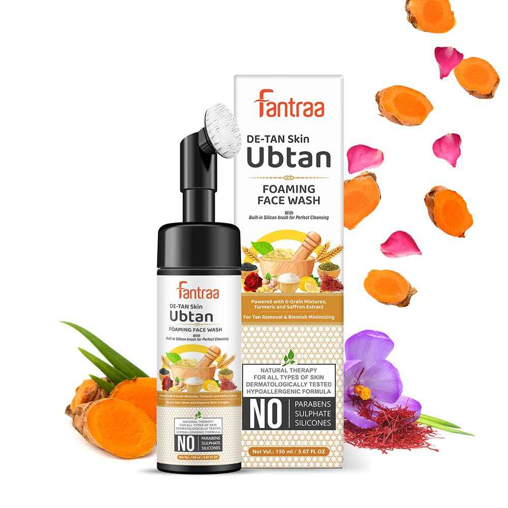 Buy Fantraa Ubtan Foaming Face Wash with Built-In Face Brush, (150 ml) - Purplle