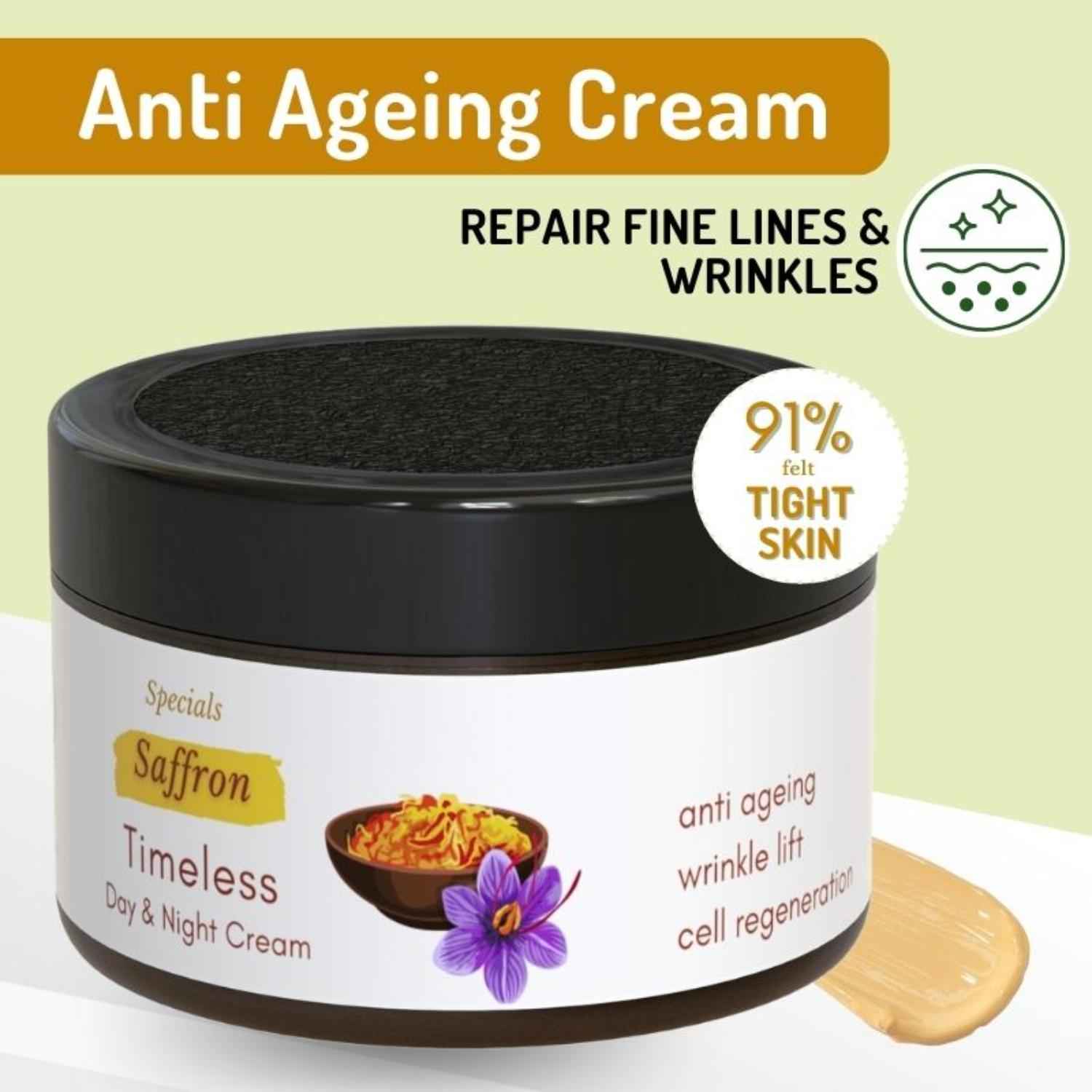 Buy Mystiq Living Specials - Timeless, Saffron Anti Aging Cream | With Ashwagandha, Collagen | Age Spot Removal, Wrinkle Control, Cell Regeneration | Ayurvedic Formulation With Vitamin C, 50GM - Purplle