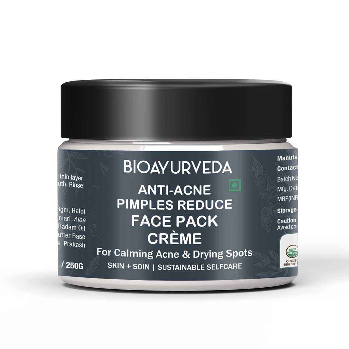 Buy BIOAYURVEDA Anti-Acne Pimples Reduce Face Pack Creme 250 g - Purplle