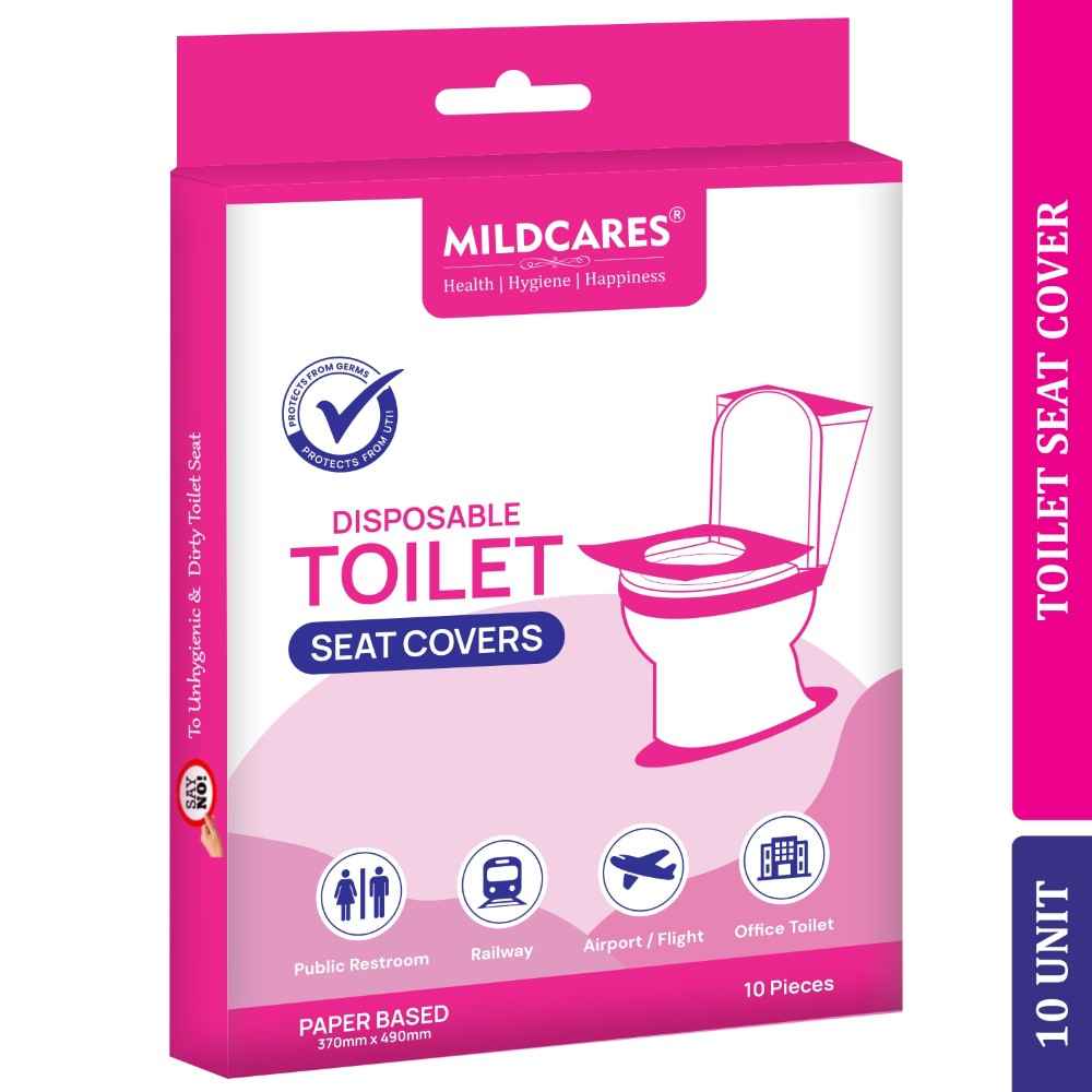 Buy MildCares Disposable Toilet Seat Covers - 10 Sheets | No Direct Contact with Unhygienic Seats | Easy To Dispose | Protects Against Germs | Reduces The Risk Of UTI | For Public Toilets | Travel-Friendly | Environment Friendly - Purplle
