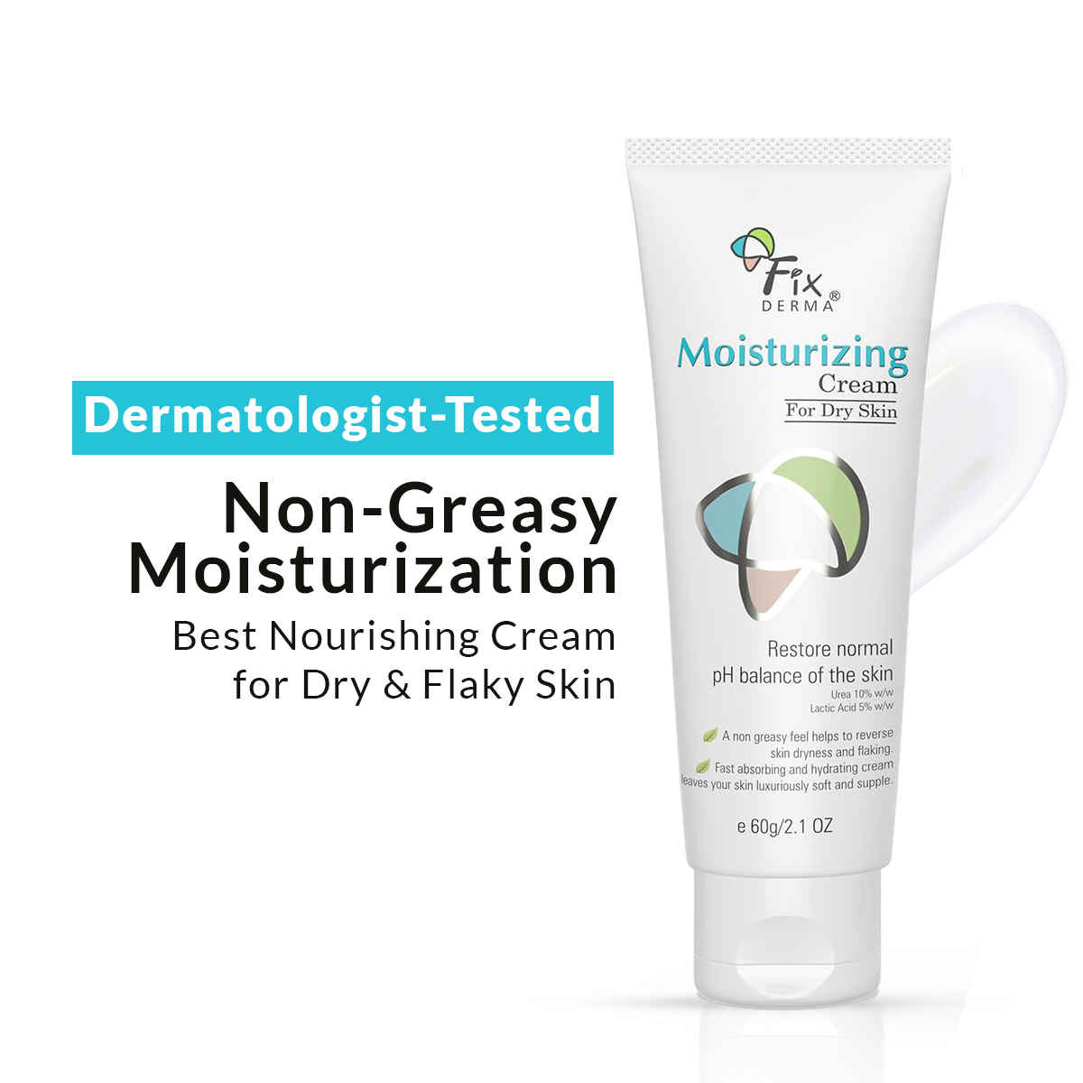 Buy Fixderma Moisturizing Cream, Daily Moisturizer For Dry & Chapped Skin, Provides Hydration And Moisturization, Non-Comedogenic & Non-Greasy Formulation, 60 gm - Purplle