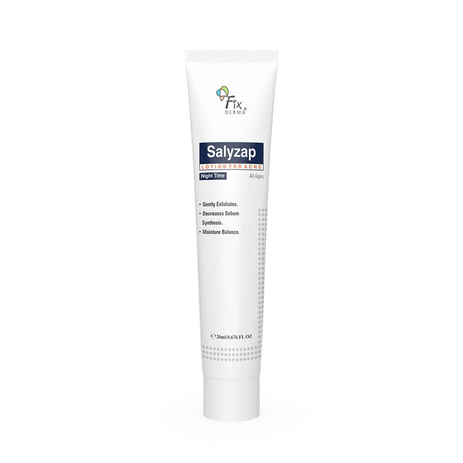Buy Fixderma Salyzap Lotion Night Time, With Salicylic Acid Helps In Moisture Balance, For Acne Scars, Pimples, Unclogs Pores, Exfoliator, Soothes Redness, Suitable For Oily And Acne-Prone Skin, 20ml - Purplle