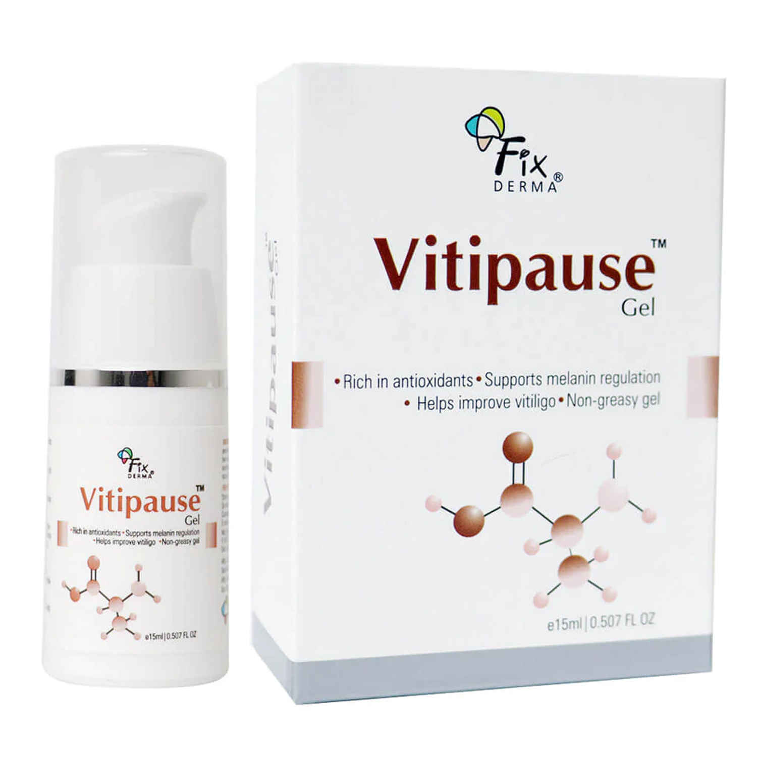 Buy Fixderma Vitipause Gel, Rich in antioxidants, Supports melanin regulation, Non-greasy gel, Helps improve vitiligo 15 ml - Purplle
