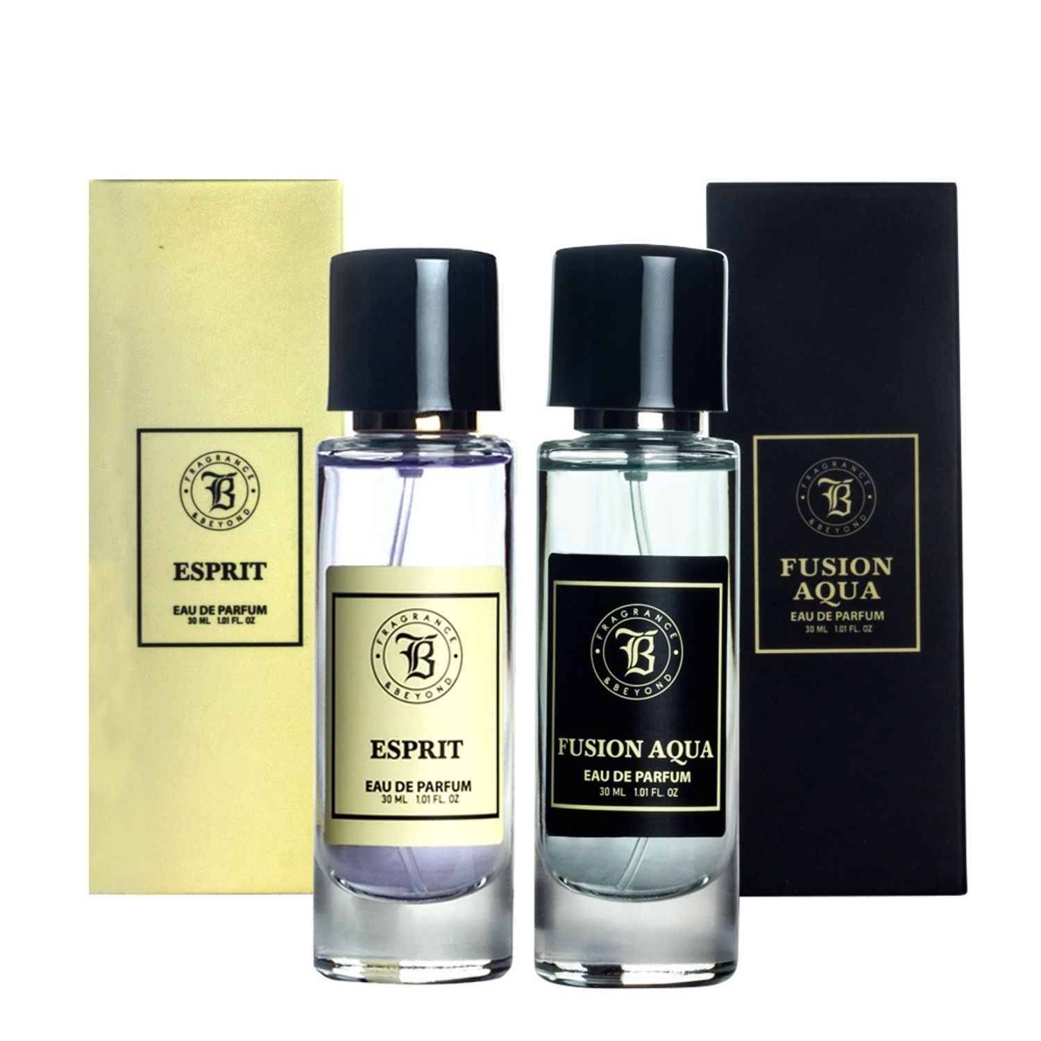 Buy Fragrance & Beyond Fusion Aqua and Esprit Eau De Parfum (Perfume) Combo For Men and Women- 30ML Each | Long Lasting Fragrance | Upto 300 Sprays |Made In India - Purplle