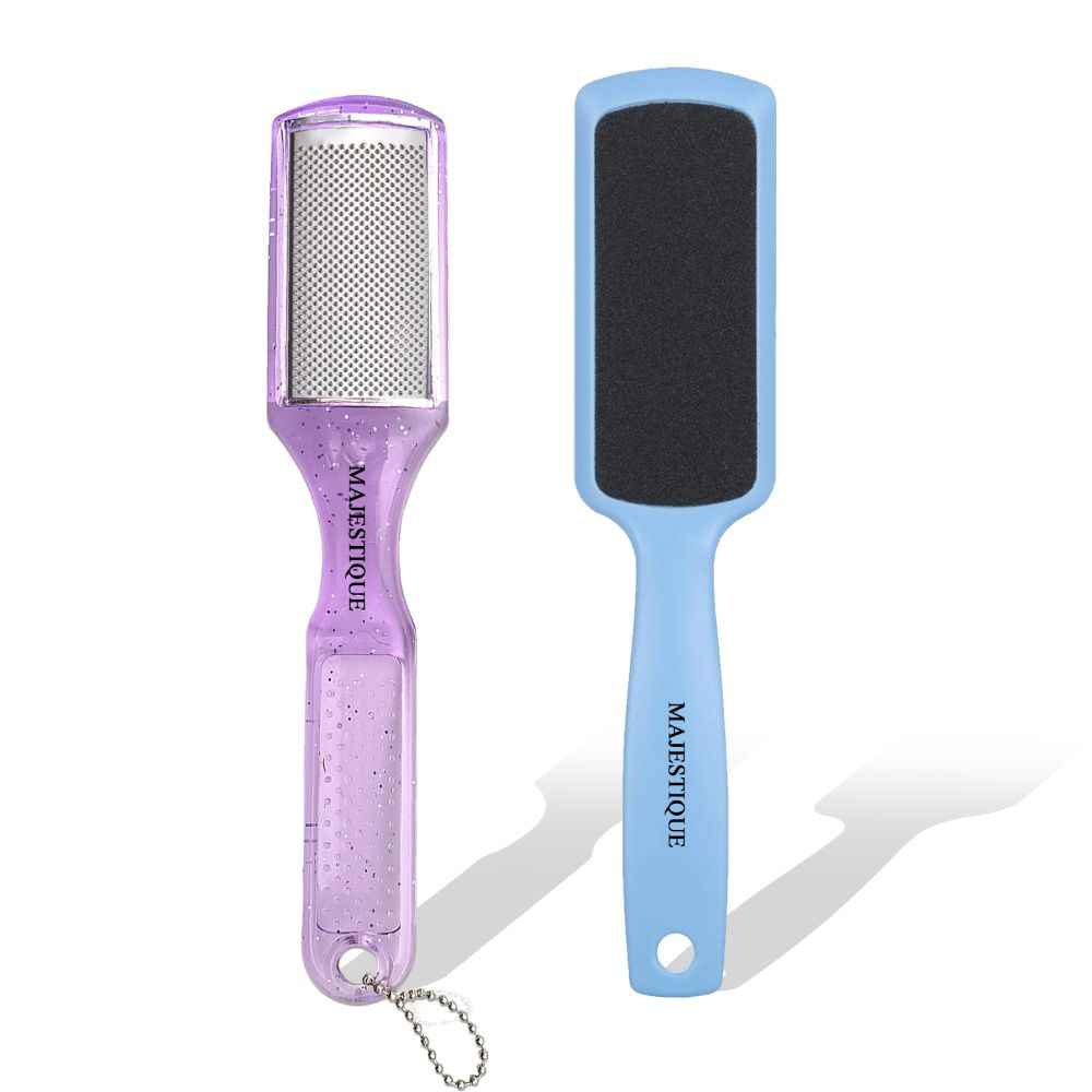 Buy Majestique Pedicure Double-Sided Foot Scrubber, Feet Scraper Foot File Tools for Wet and Dry Feet - Color May Vary 2 Pcs - Purplle