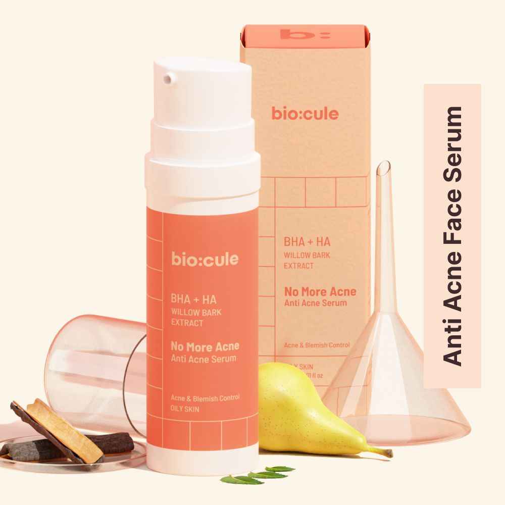 Buy Biocule No More Acne Anti Acne Face Serum, Salicylic Acid Serum (BHA) from Willow Bark with Natural AHA, Neem & HA, for Acne, Blemish & Oil Control, Face serum for Acne Prone Skin & Oily Skin - Purplle