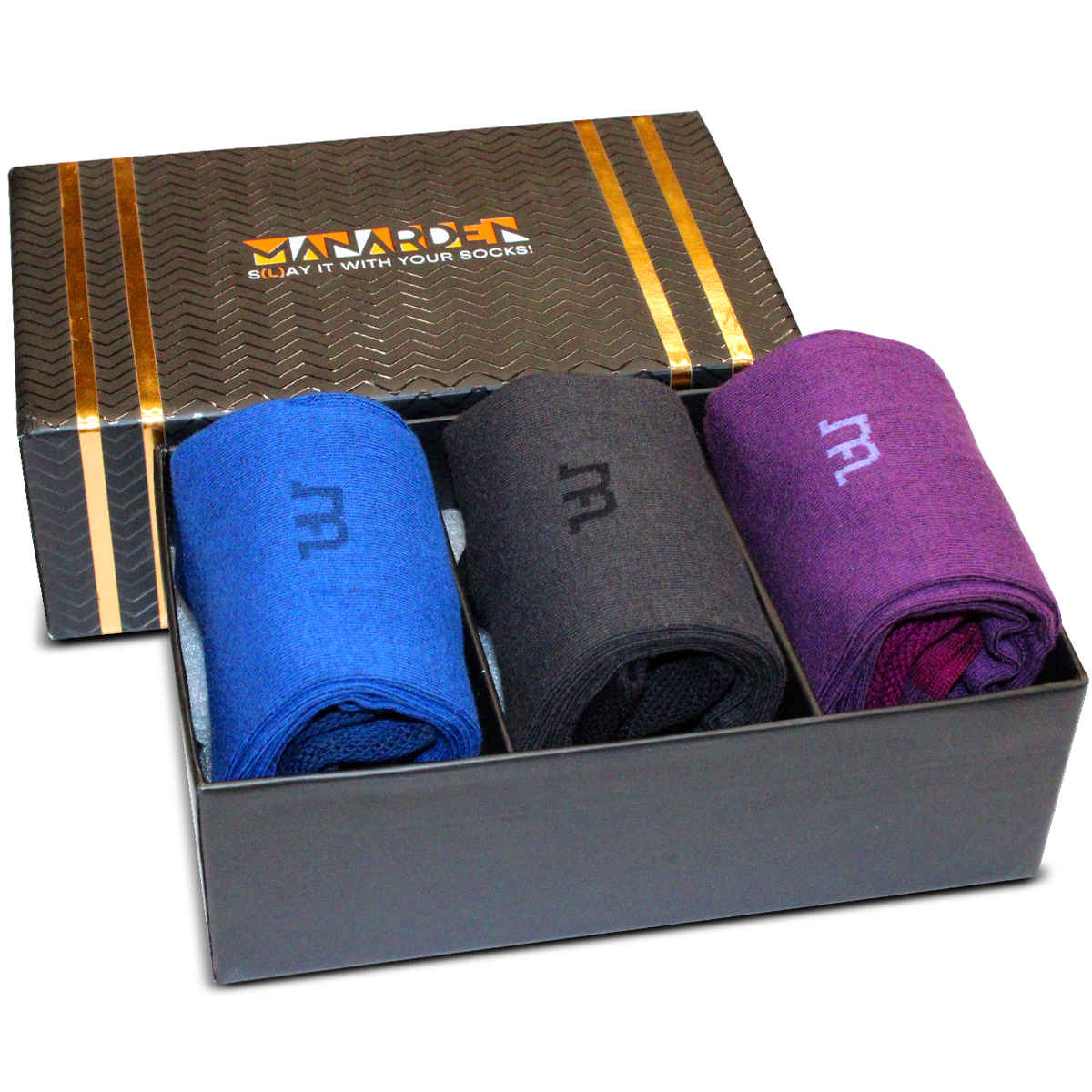 Buy Man Arden Classy Corporate Designer Edition Men Socks Gift Box Collection, World's Finest Cotton (Combo of 3 | Size: Free Size | Color: Multicolor | Length: Regular) - Purplle