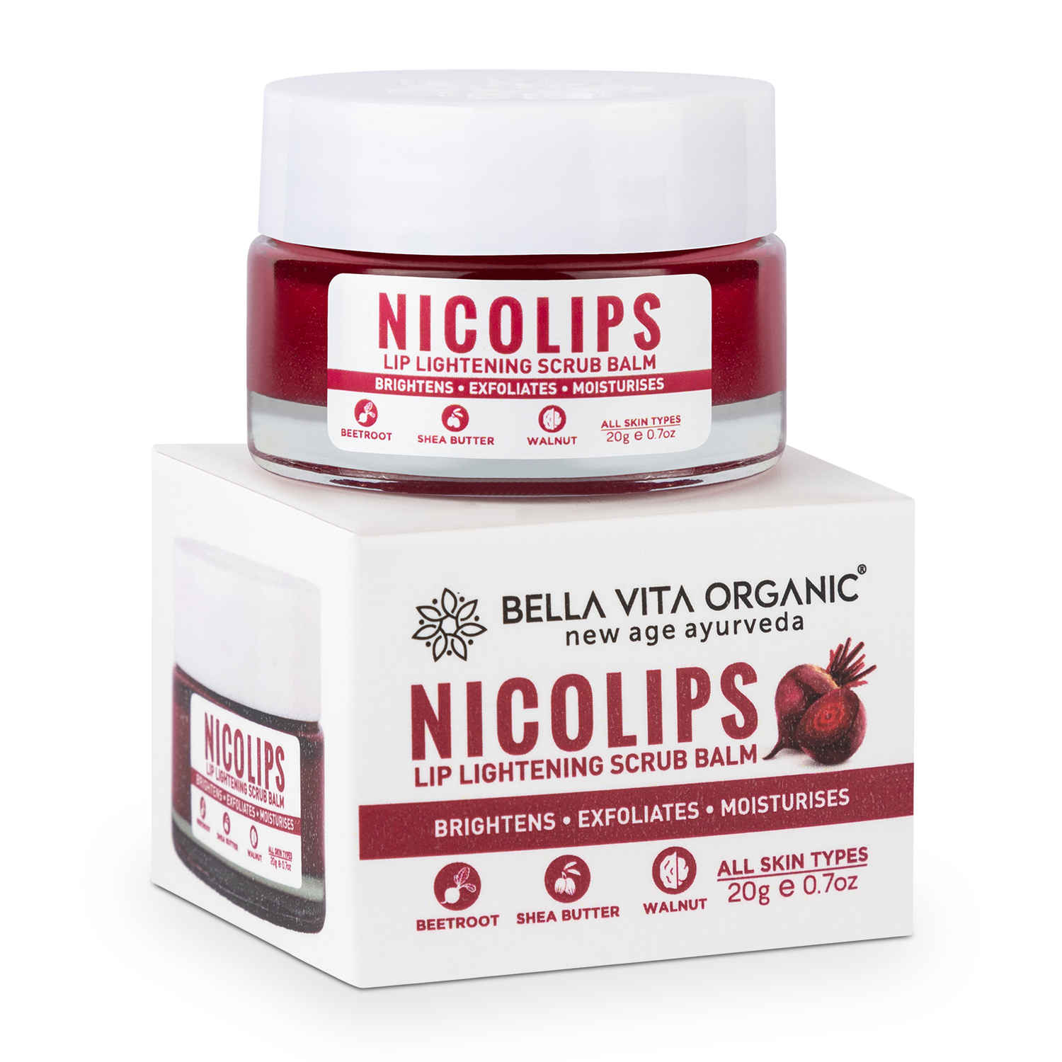 Buy Bella Vita Organic NicoLips Lightening Scrub Balm 20 gm - Purplle