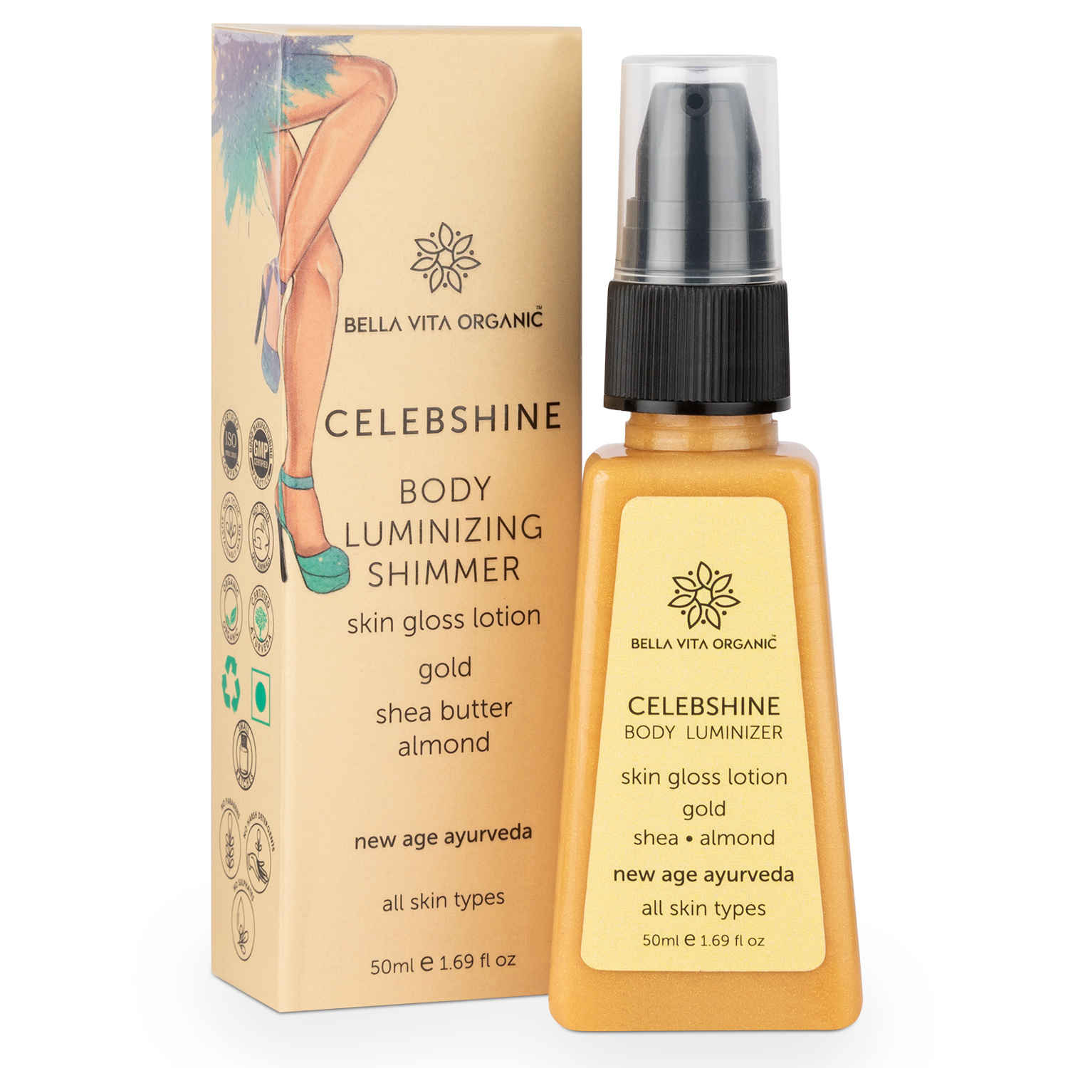 Buy Bella Vita Organic CelebShine Body Shimmer ( Gold Shade) - Purplle