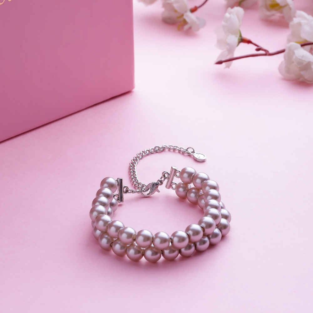 Buy Estele Women Silver-Toned Purple Pearls Handcrafted Silver-Plated Link Bracelet - Purplle