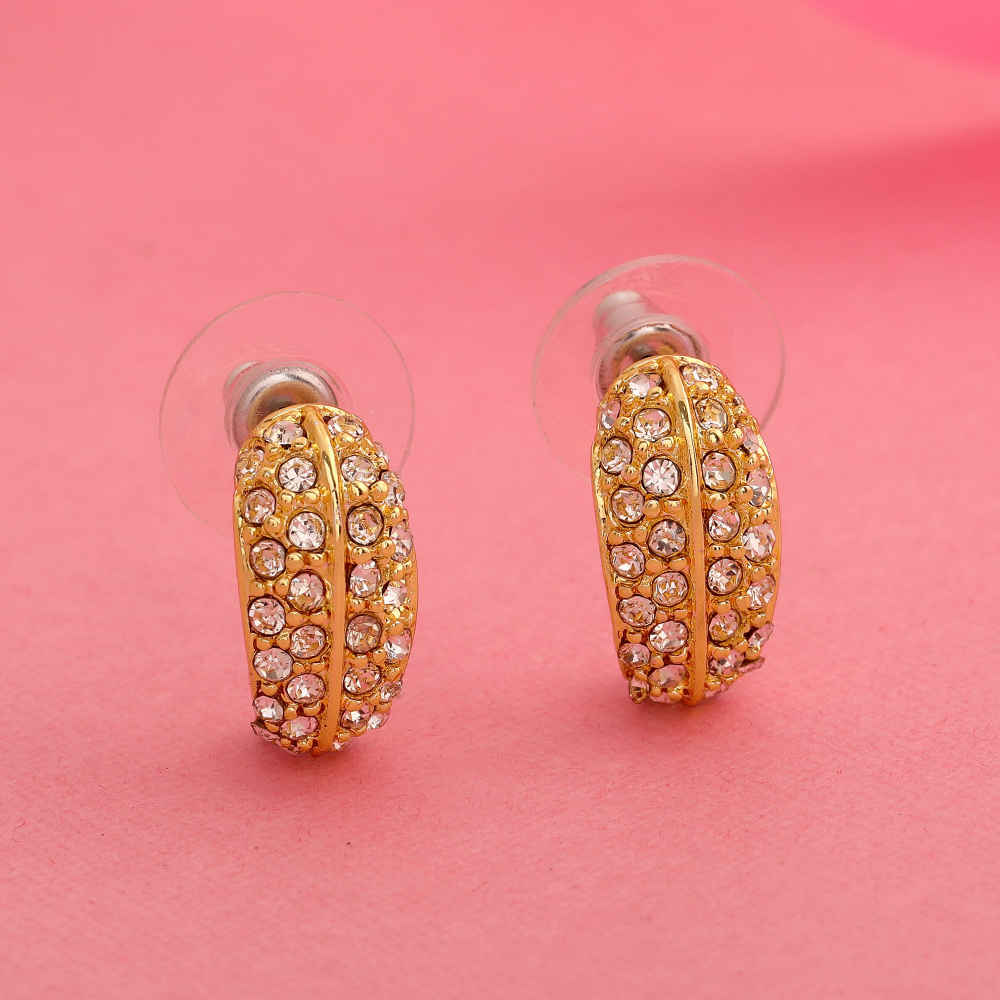 Buy Estele Gold Plated Streamlined Stud Earring with Crystal for Women - Purplle