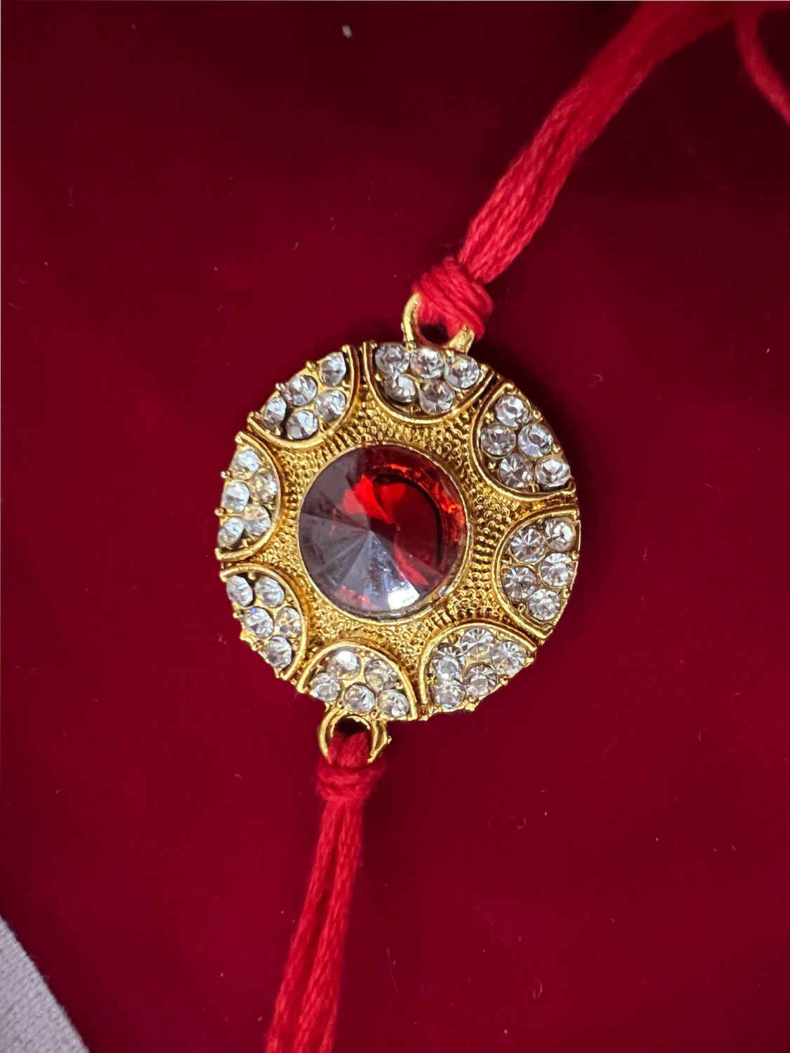 Buy Vembley Designer Red Stone Studs Thread Rakhi For Loving Brother - Purplle