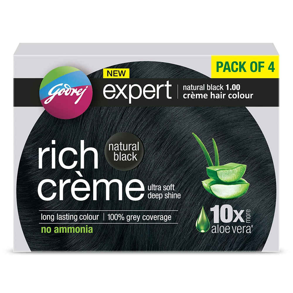 Buy Godrej Expert Creme Natural Black - Pack of 4 80gm+80ml - Purplle