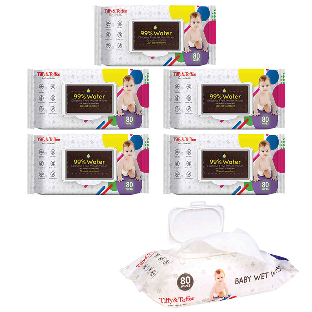 Buy Tiffy & Toffee Premium Baby Skincare Wet Wipes 400 Pcs With Aloe Vera - Paraben Free (Pack of 5) - Purplle