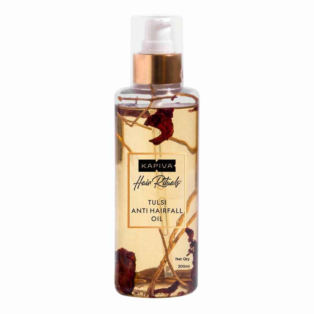 Buy Kapiva Tulsi Anti-Hair Fall Oil (200 ml) | With Tulsi actives for hairfall control and regrowth| Bhringraj, Brahmi & 17 others herbs - Purplle