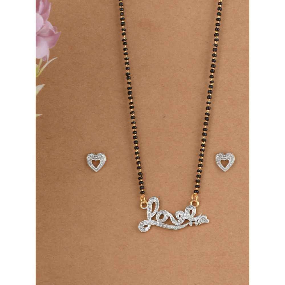 Buy Silvermerc Designs Love Pendant Heart studs earrings Mangalsutra Necklace - Purplle