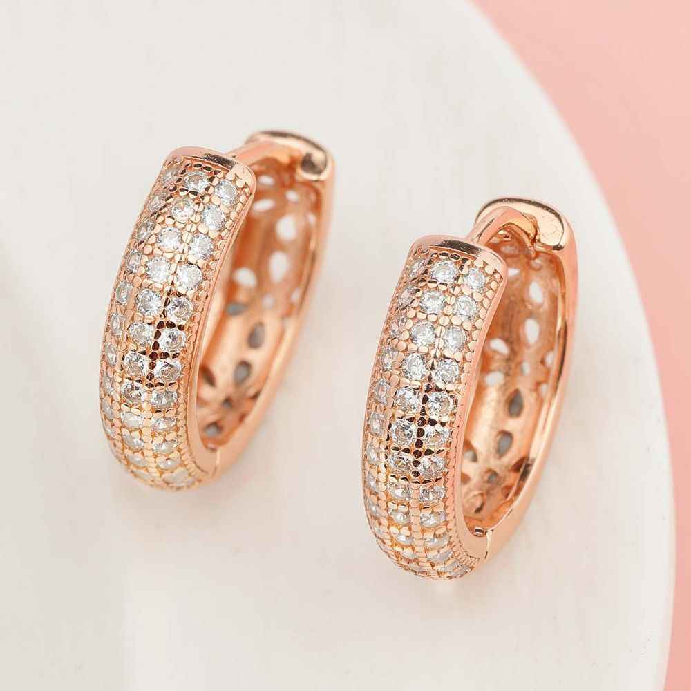 Buy Zavya 925 Sterling Silver Earrings Rose Gold Circular Studs | With Certificate of Authenticity and 925 Hallmark - Purplle
