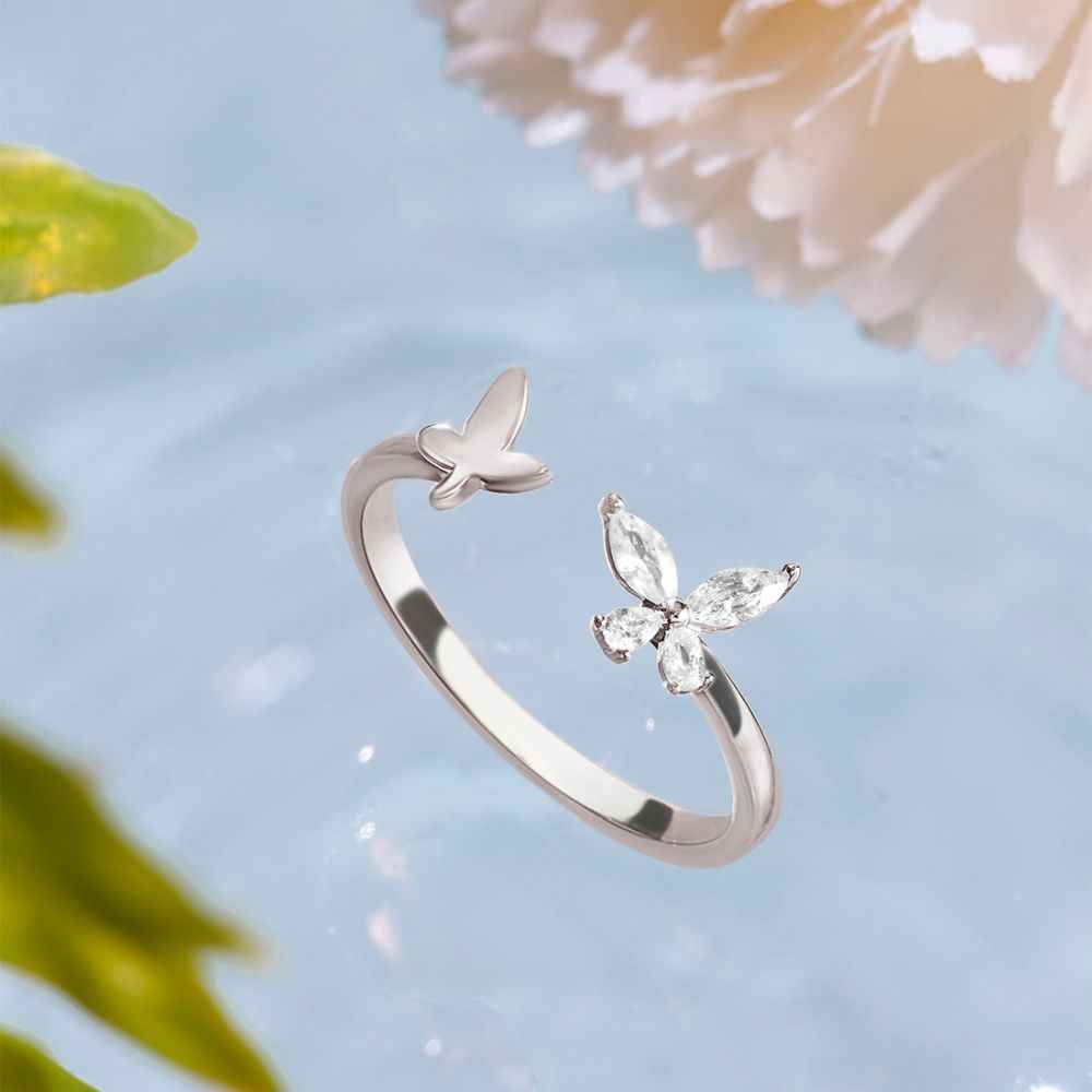 Buy Zavya 925 Sterling Silver Finger Ring Rhodium-Plated Silver-Toned Butterfly | With Certificate of Authenticity and 925 Hallmark - Purplle