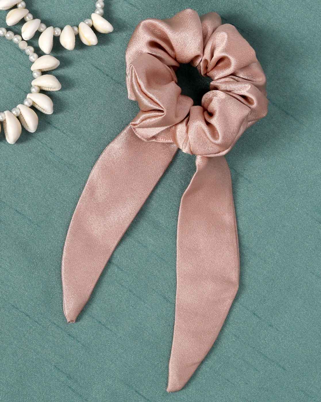 Buy Mueras Long Tail Satin Scrunchie in RoseGold - Purplle