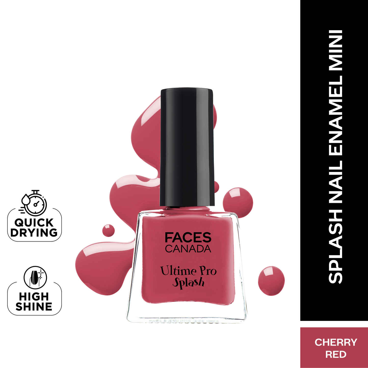 Buy FACES CANADA Ultime Pro Splash Mini Nail Enamel - Cherry Red 110 (5 ml) | Quick Drying | Glossy Finish | Long Lasting | No Chip Formula | High Shine Nail Polish For Women | No Harmful Chemicals - Purplle