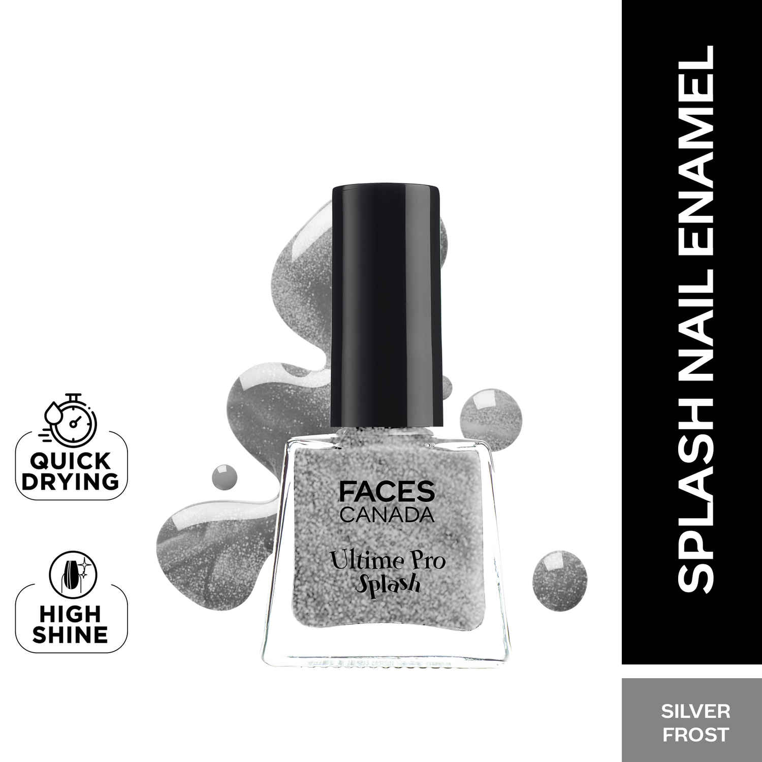 Buy FACES CANADA Ultime Pro Splash Mini Nail Enamel - Silver Frost 61 (5 ml) | Quick Drying | Glossy Finish | Long Lasting | No Chip Formula | High Shine Nail Polish For Women | No Harmful Chemicals - Purplle