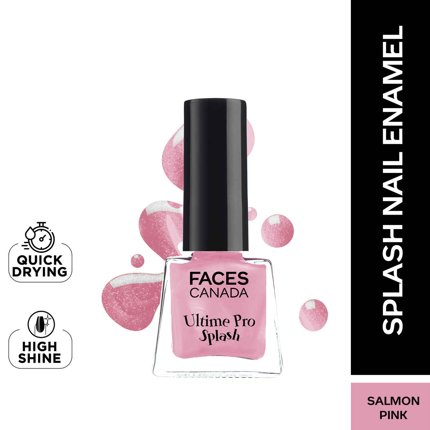 Buy FACES CANADA Ultime Pro Splash Mini Nail Enamel - Salmon Pink 126 (5 ml) | Quick Drying | Glossy Finish | Long Lasting | No Chip Formula | High Shine Nail Polish For Women | No Harmful Chemicals - Purplle