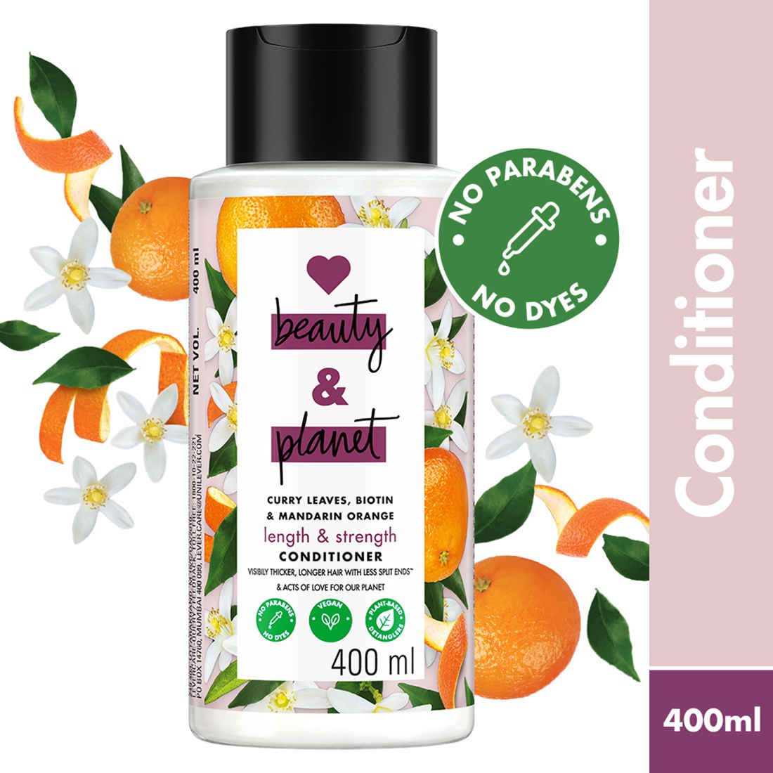 Buy Love Beauty Planet Curry Leaves, Biotin & Mandarin Paraben Free conditioner for long & strong hair, 400ml - Purplle