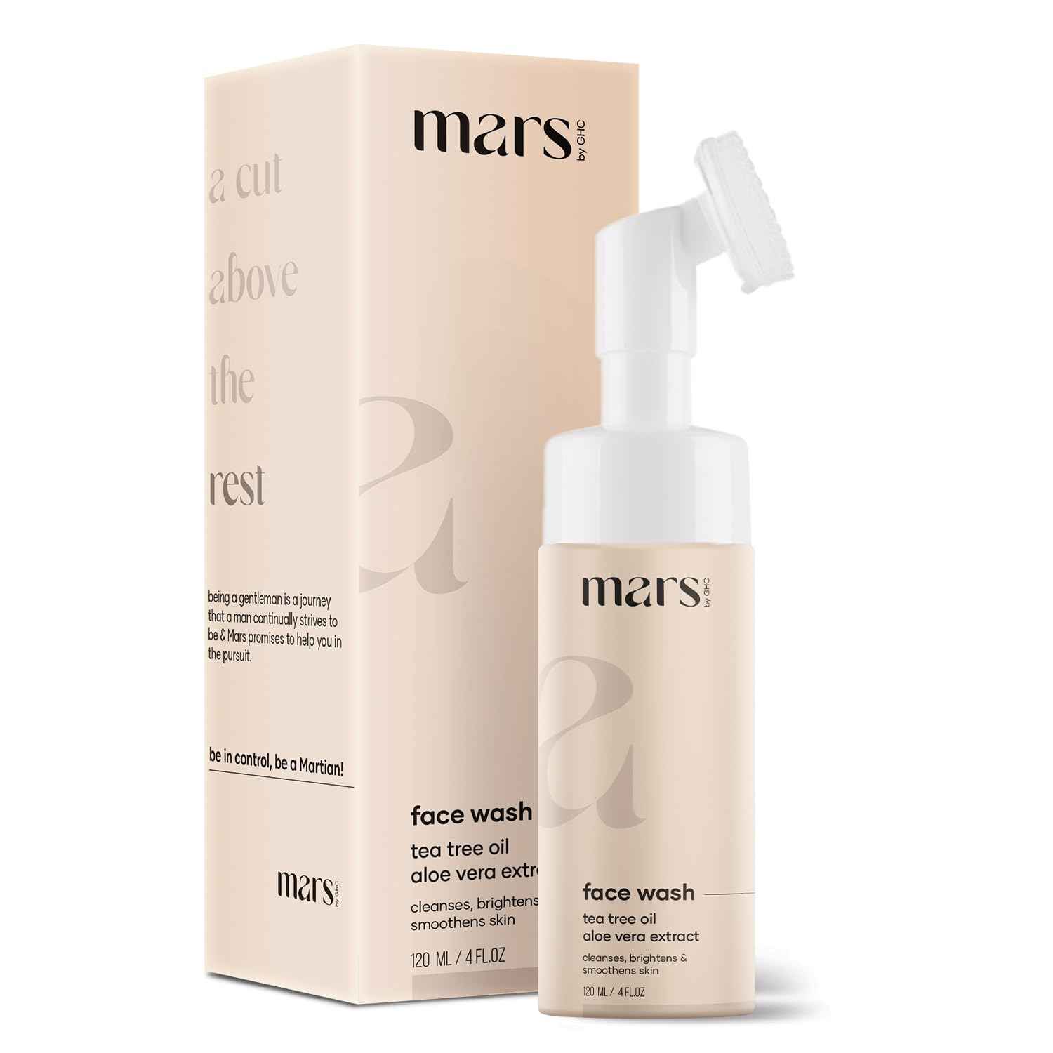 Buy mars by GHC Foaming Face Wash With Deep Cleansing Brush for Acne & Oil Control | With Tea Tree , Aloe Vera & Essential Oils | Chemical Free - Purplle