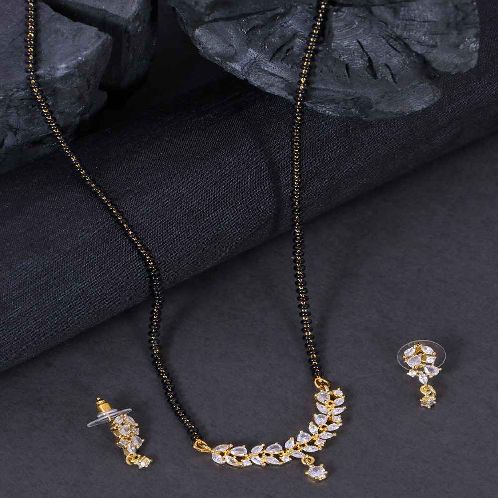 Buy Crunchy Fashion Gold-Plated American Diamond/AD Traditional Mangalsutra Set - Purplle