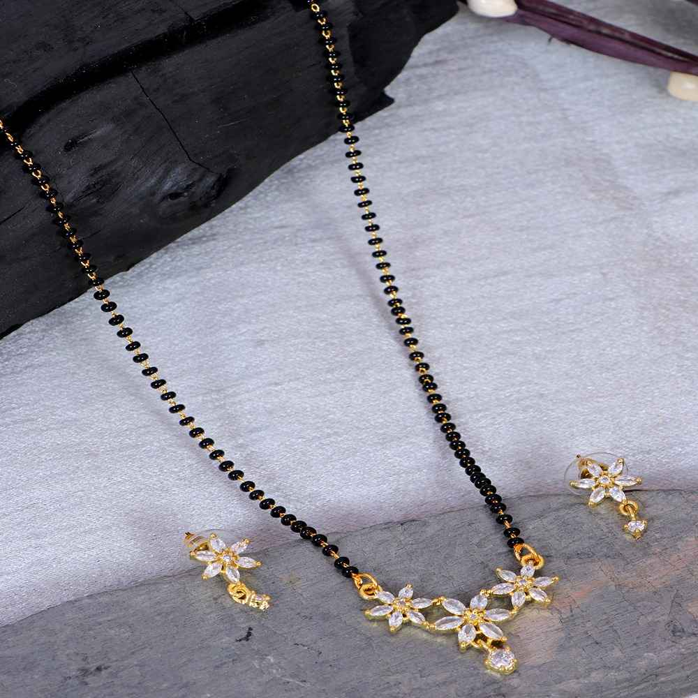 Buy Crunchy Fashion Gold-Plated Premium American Diamond/AD Mangalsutra Set - Purplle