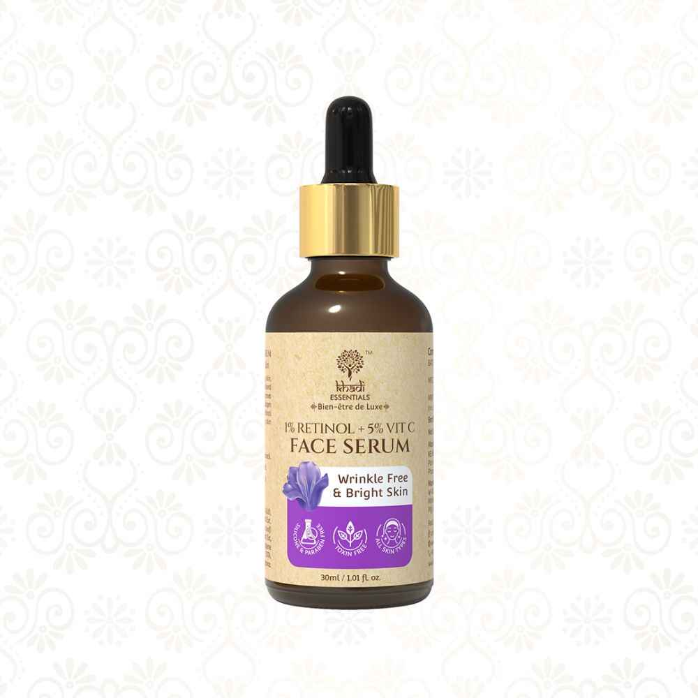 Buy Khadi Essentials 1% Retinol + 5% Vitamin C Face Serum with Bakuchi For Wrinkle Free & Bright Skin (30 ml) - Purplle