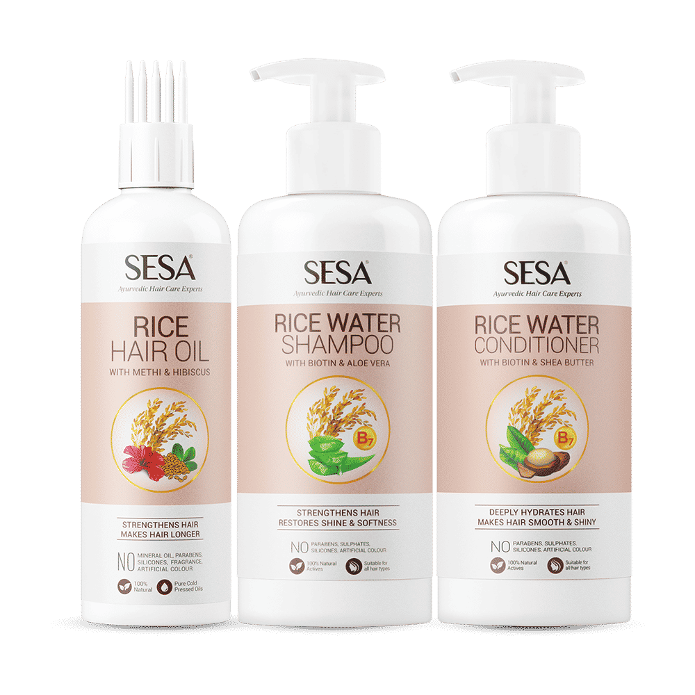 Buy Sesa Rice Water Ultimate Hair Care Kit - Oil+Shampoo+Conditioner - Purplle