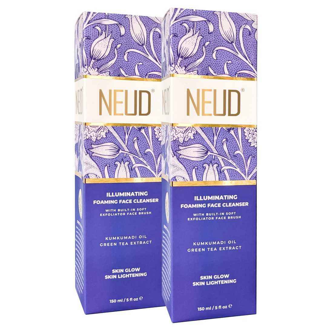 Buy NEUD Illuminating Foaming Face Cleanser With Kumkumadi Oil and Green Tea - 2 Packs (150 ml Each) - Purplle