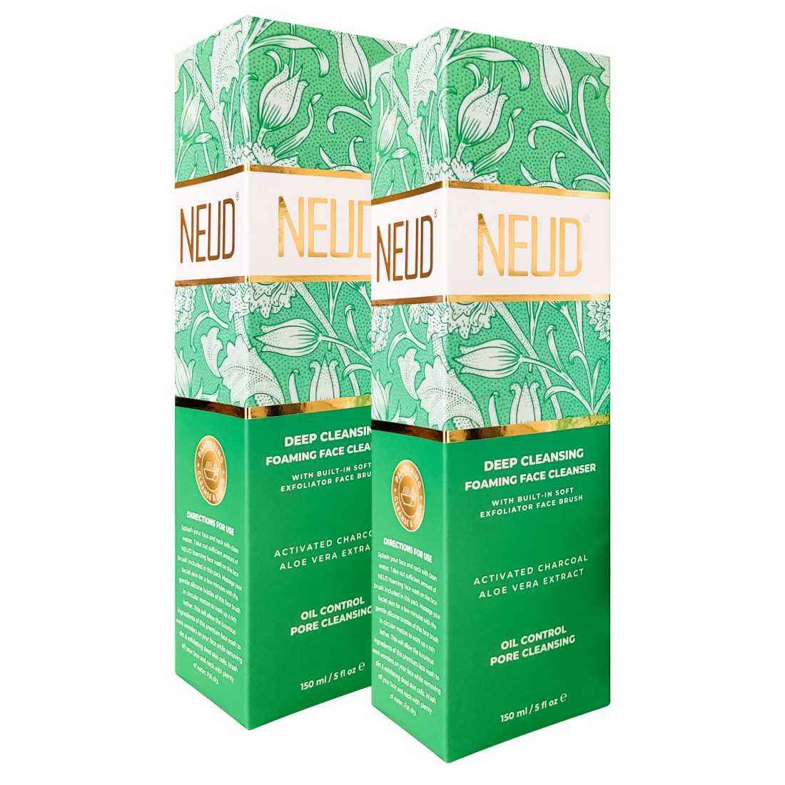Buy NEUD Deep Cleansing Foaming Face Cleanser With Activated Charcoal and Aloe Vera - 2 Packs (150 ml Each) - Purplle