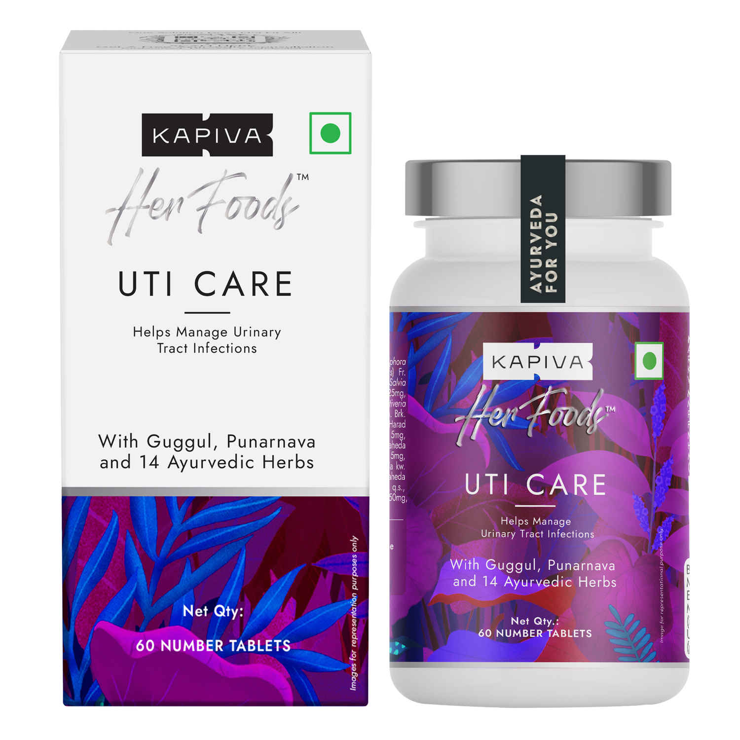 Buy Kapiva UTI Care Tablets (60 Tablets) | 100% Natural & Safely Made | For Urinary Tract Infections, Inflammation, Toxins | Ayurvedic Bhavana Process - Purplle
