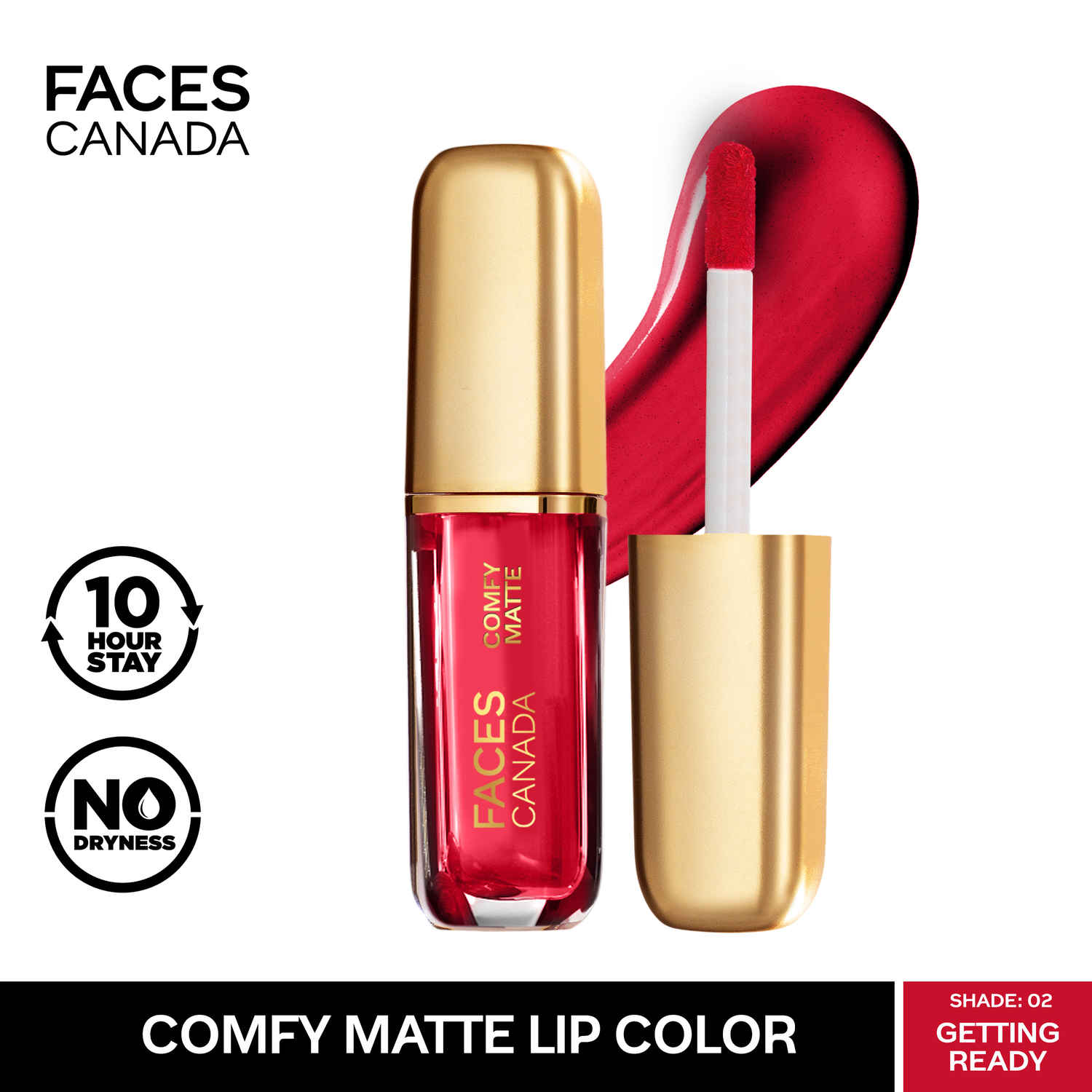 Buy FACES CANADA Comfy Matte Liquid Lipstick - Getting Ready 02, 1.2 ml | Comfortable 10HR Longstay | Intense Matte Color | Almond Oil & Vitamin E Infused | Super Smooth | No Dryness | No Alcohol - Purplle