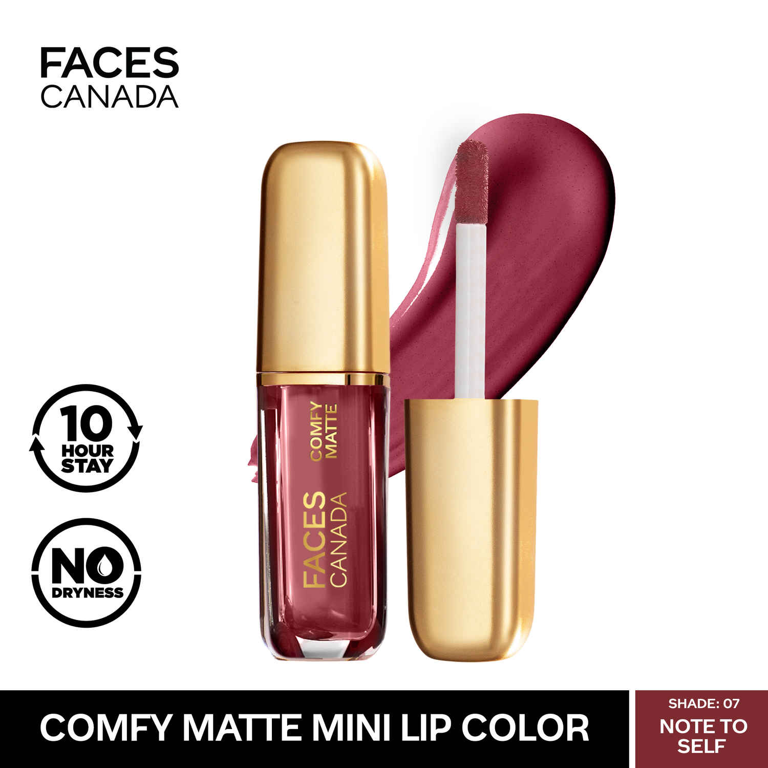 Buy FACES CANADA Comfy Matte Liquid Lipstick - Note To Self 07, 1.2 ml | Comfortable 10HR Longstay | Intense Matte Color | Almond Oil & Vitamin E Infused | Super Smooth | No Dryness | No Alcohol - Purplle