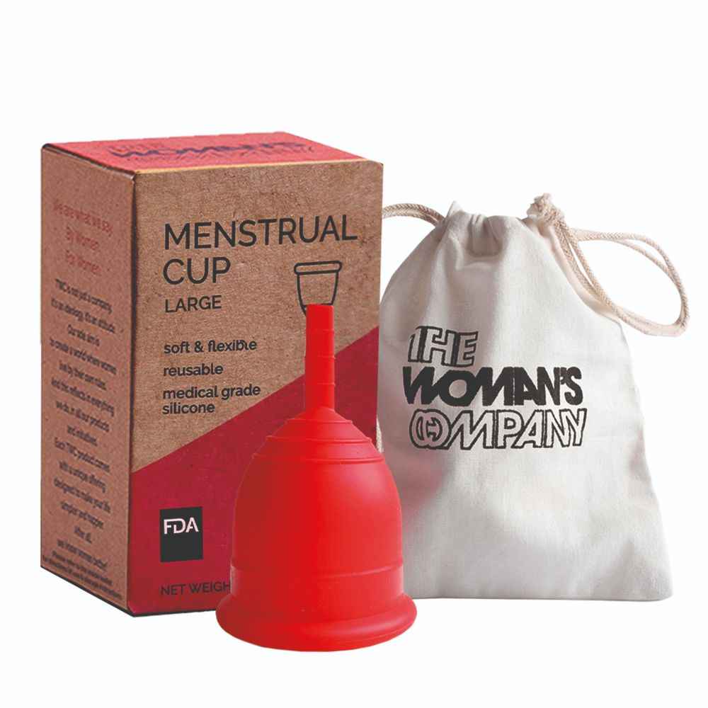 Buy The Woman's Company Reusable Menstrual Cup for Women- Large Size with Pouch, Ultra Soft, Odour and Rash Free, No Leakage, Protection for Up to 8-10 Hours | FDA Approved | Made with 100% Medical Grade Silicone (Pack of 1) - Purplle