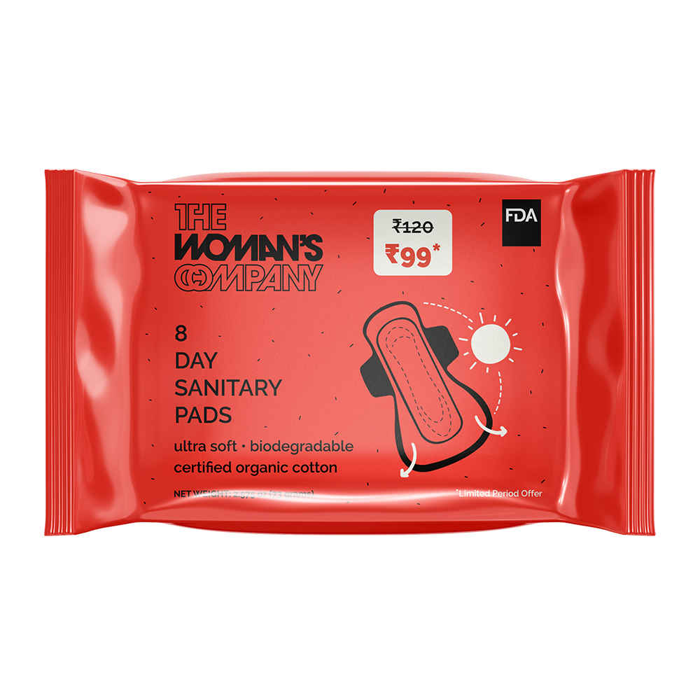Buy The Woman's Company Sanitary Pads for Women Day Value Pack of 16 | Organic Cotton Napkins Antibacterial, Biodegradable & Rash-Proof Pad for Regular Flow - Purplle