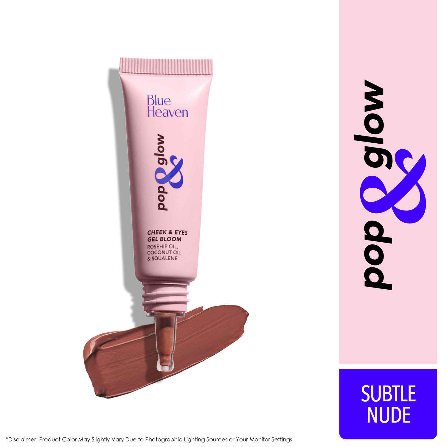 Buy Blue Heaven Pop & Glow Eye & Cheek tint blusher for face makeup, Blush enriched with Rosehip and Coconut oil - Subtle Nude, 12ml - Purplle