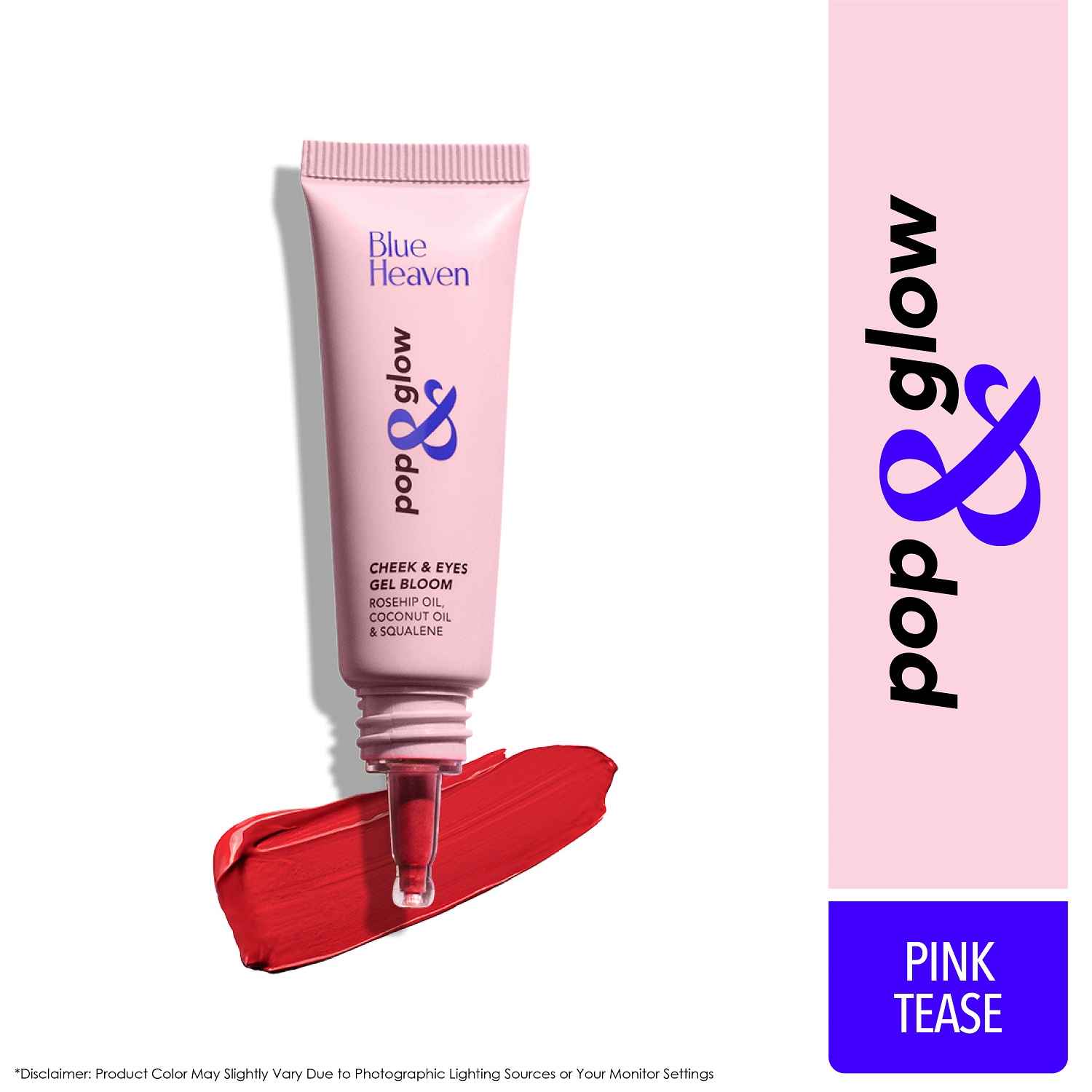 Buy Blue Heaven Pop & Glow Eye & Cheek tint blusher for face makeup, Blush enriched with Rosehip and Coconut oil - Pink Tease, 12ml - Purplle