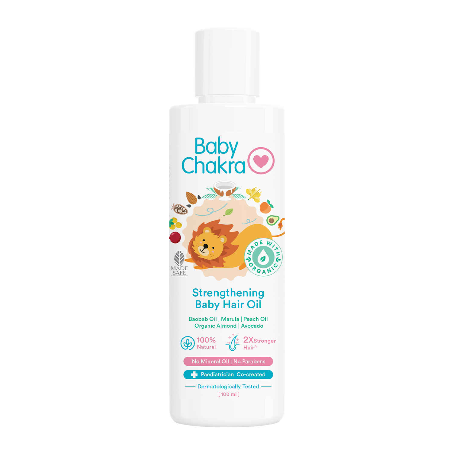 Buy BabyChakra Strengthening Baby Hair Oil with Baobab Oil & Marula Oil | 2X Stronger Hair Growth | No Mineral Oil & No Paraben | Dermatologically Tested (100ml) - Purplle