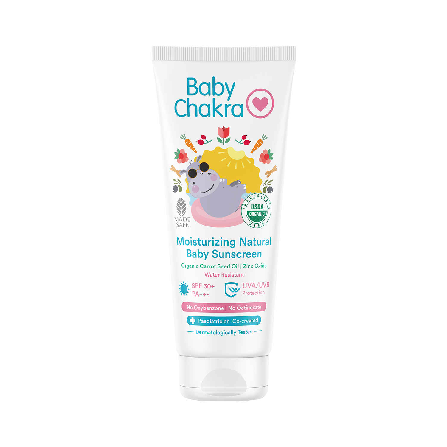 Buy BabyChakra Moisturising Natural Sunscreen for Babies, SPF 30+ PA+++ UVA/UVB Protection Non-Sticky & Water-Resistant, Toxin Free Dermatologically Tested (60gm) - Purplle