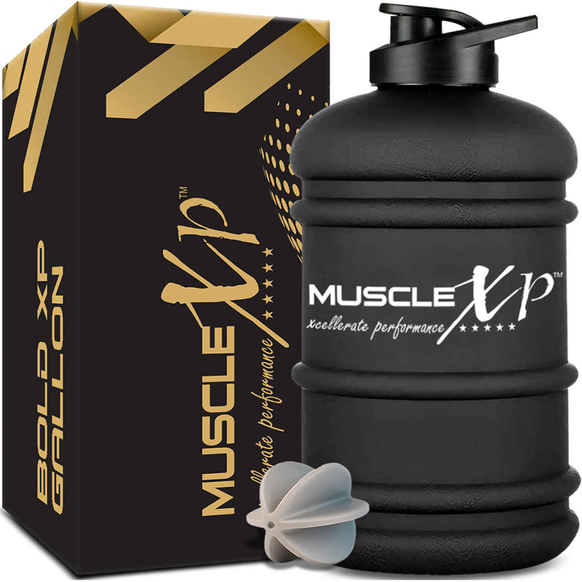 Buy MuscleXP BoldXP Gallon Water Bottle 1.5 L, Gym / BCAA / Protein Shaker Bottle, with Blender Ball, Leakproof, BPA-Free, Black - Purplle