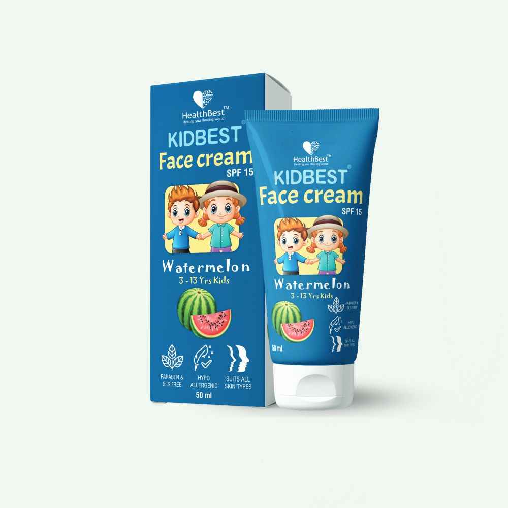 Buy HealthBest Kidbest Face Cream for Kids | SPF 15 | Safe for Sensitive Skin & Unscetened | Tear, Paraben, SLS free | Watermelon Flavor | 50 ml - Purplle