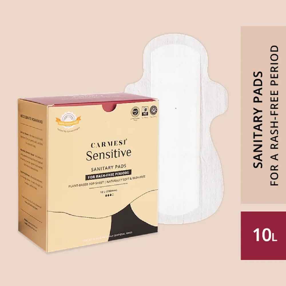 Buy Carmesi Sensitive - Sanitary Pads for Rash-Free Periods (10 Large) - Purplle