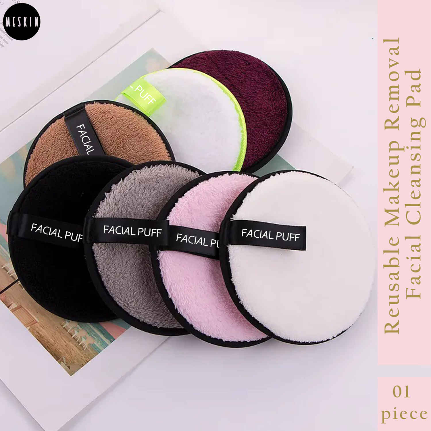 Buy MeSkin Reusable Round Face Facial Cleansing Pads, Safe For All Types Of Skin, Colour may vary 1 Pc - Purplle