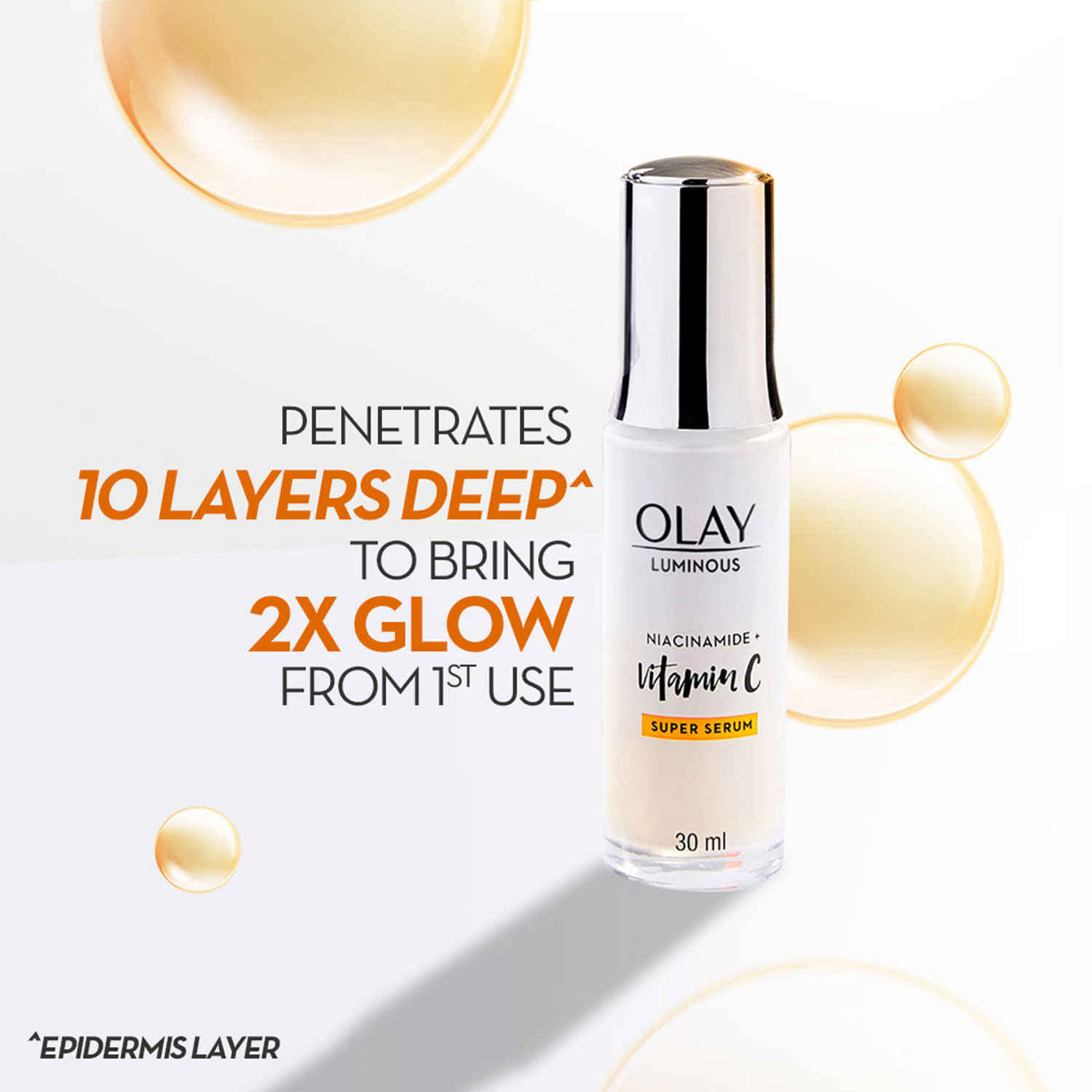 Buy Olay Luminous Vitamin C Super Serum,30 ml| with 99% pure Niacinamide - Purplle