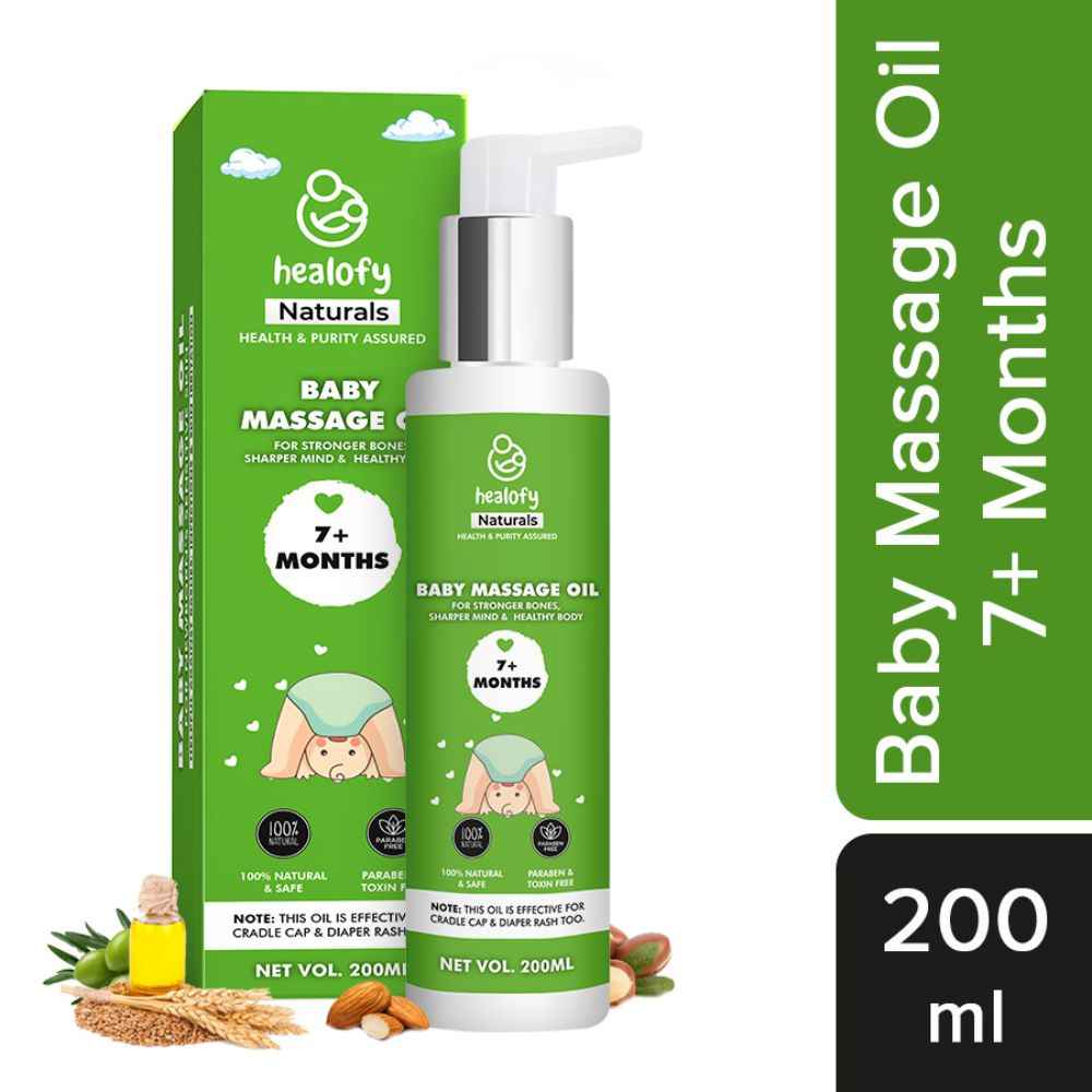 Buy Healofy Naturals Baby Massage Oil for New Borns Sensitive Skin with the Goodness of Almond Oil,Oilve Oil,Vitamin A,B and D(7+ Months) (200ml) - Purplle