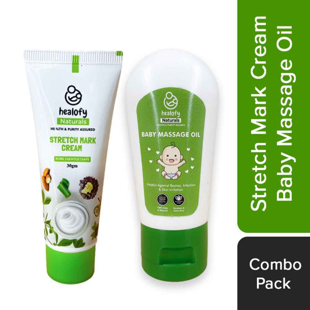 Buy Healofy Naturals Combo of Anti-Stretch Marks cream(30gm) & Baby Body Massage oil (30ml) - Purplle